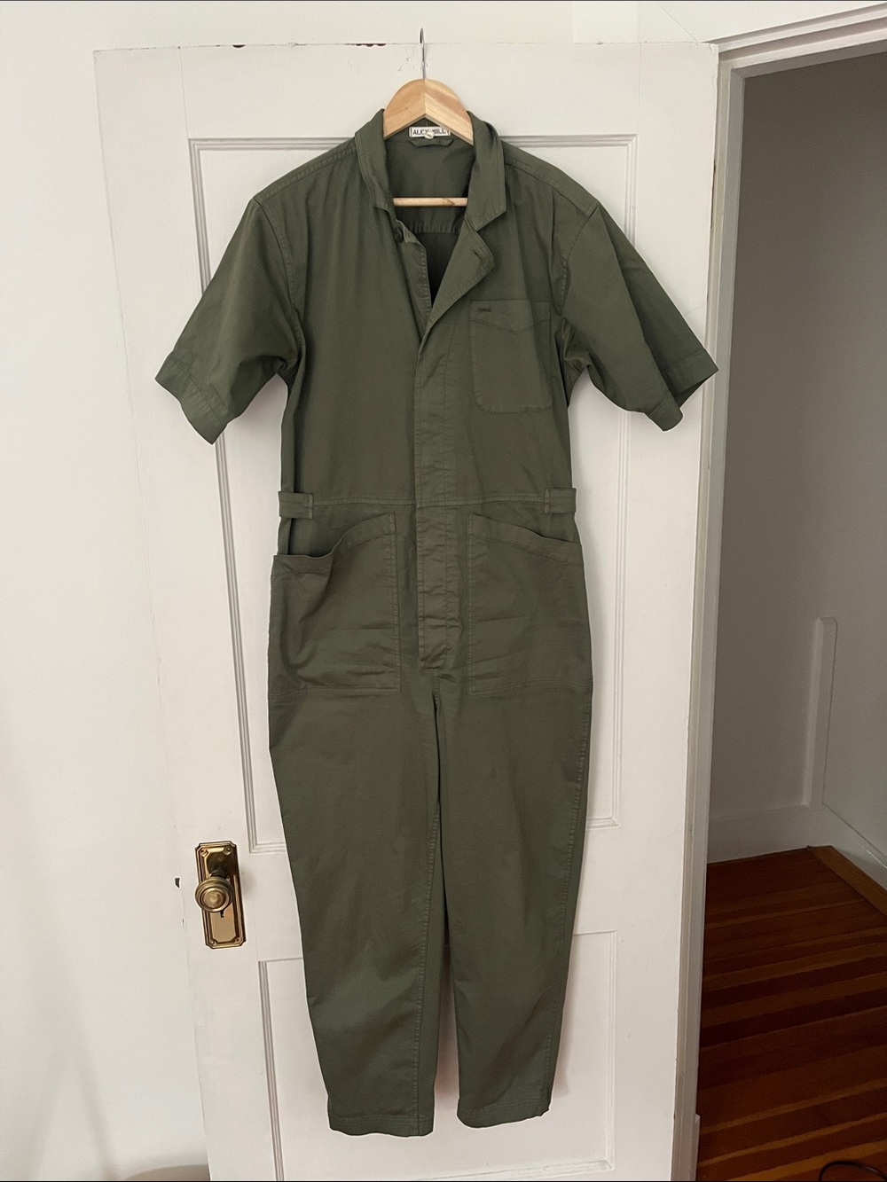 Alex Mill Standard Short Sleeve Jumpsuit Faded Olive Size Large